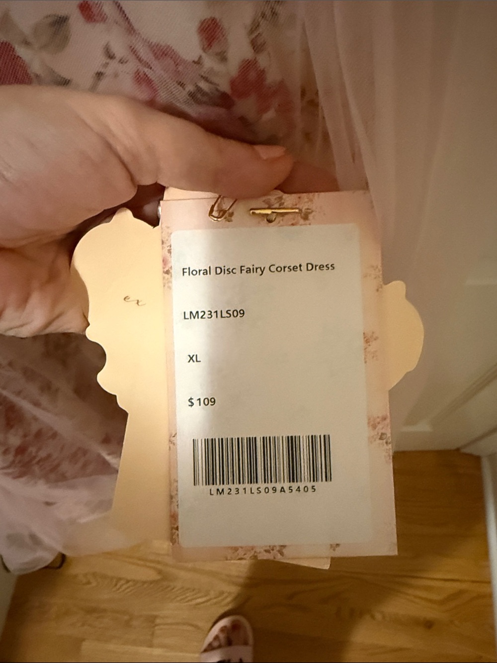 Blush Pink Floral Tulle Maxi Dress with Sheer Overlay - Picture 6 of 6